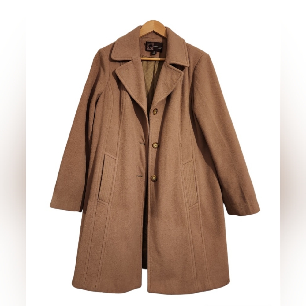 Anne Klein Tan Wool Blend Coat